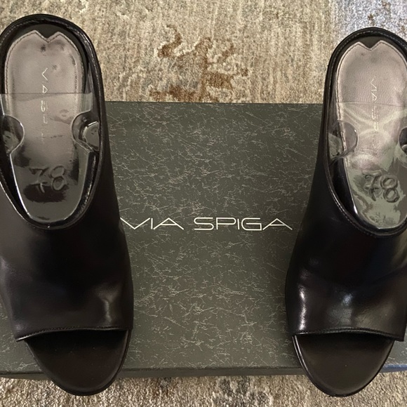 Black Calf Via Spiga India open toe mule, size 8.5m - Picture 2 of 4